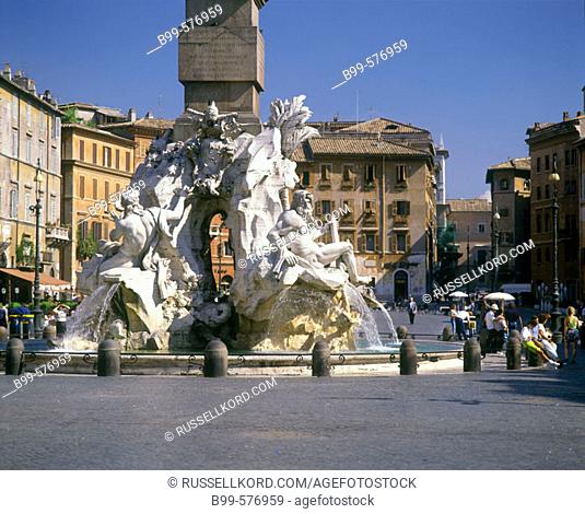 Fountain Of The Four Rivers, Piazza Navona, Rome, Italy