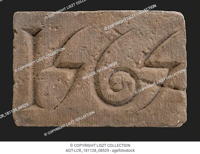 Facade stone with date 1565, Dominican monastery, facing brick foundation stone building component sandstone stone, minced Rectangular flat year in bas-relief
