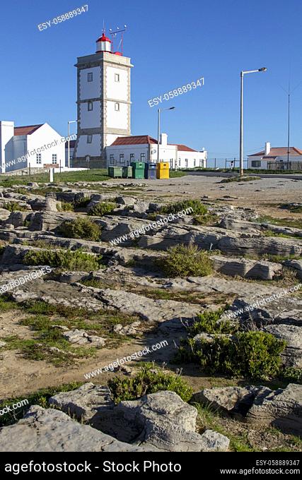 View of the cape Carvoeiro lighthouse of Peniche, Portugal