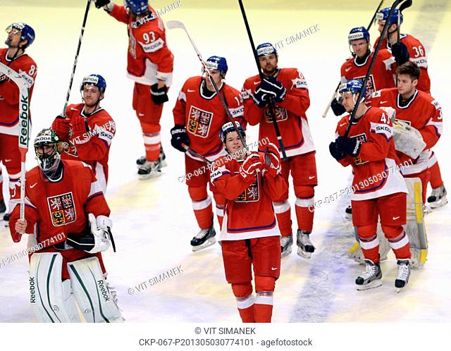 IIHF World Championships, Ice Hockey, Group A, Czech Republic vs Belarus, May 3, 2013, Stockholm, Sweden. Czech team. (CTK Photo/Vit Simanek)