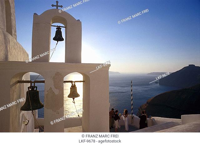 Church wieth Sea view, Fira, Santorin Kykladen, Greece