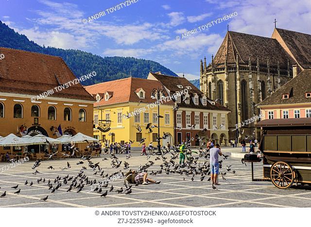 main square in Brasov, Romania