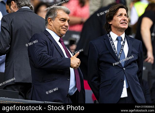 Joan Laporta President (FC Barcelona) (L) is pictured during La Liga football match between FC Barcelona and Elche CF, at Camp Nou Stadium in Barcelona, Spain
