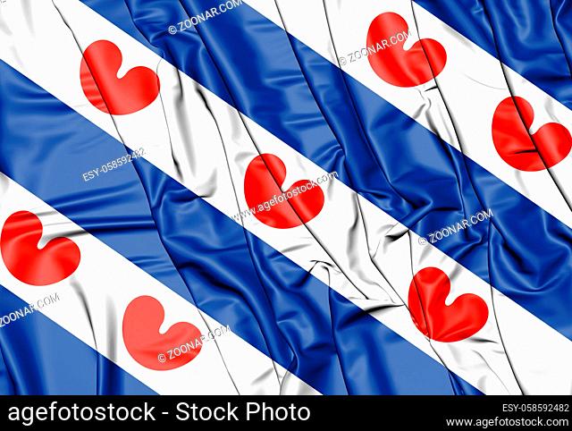 3D Flag of Friesland, Netherlands. 3D Illustration