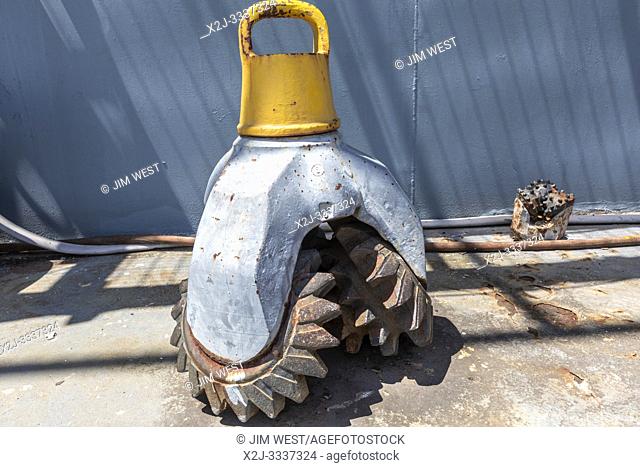 Morgan City, Louisiana - A drill bit on the deck of the "Mr. Charlie" offshore oil drilling rig, which is now a tourist attraction and training facility