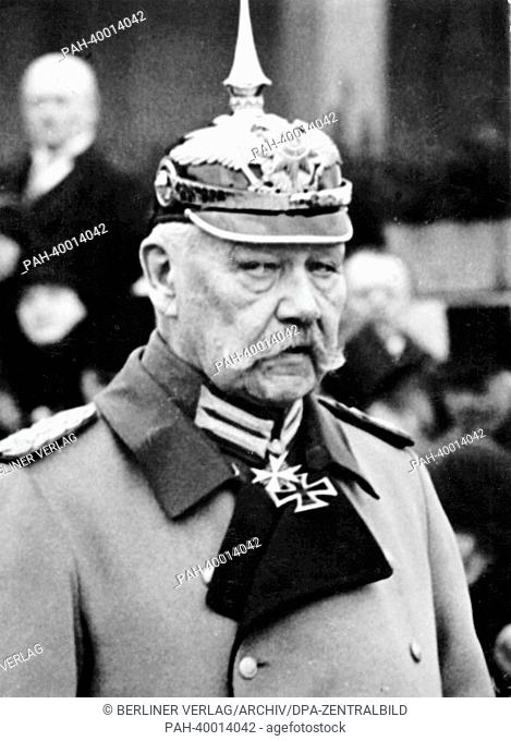 Reich President Paul von Hindenburg is pictured in Prussian uniform in Potsdam, Germany, on the Day of Potsdam, 21 March 1933