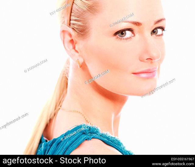 Young and beautiful girl over white background