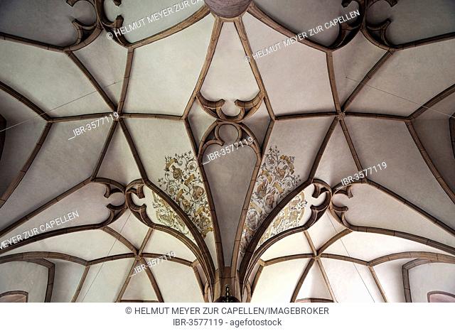 Vaulted ceiling, Franciscan Church, circa 1480, Berchtesgaden, Berchtesgadener Land District, Upper Bavaria, Bavaria, Germany