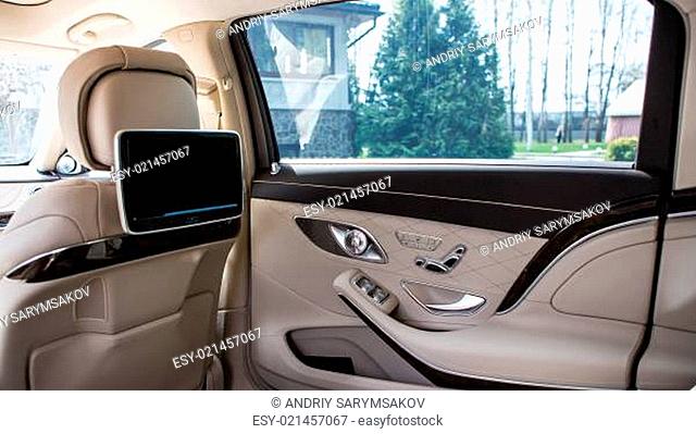 Luxury car interior details. Shallow DOF - selective focus