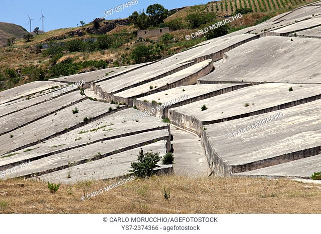 Concrete land art work by Alberto Burri on Gibellina village destroyed by an earthquake in 1968, Trapani, Sicily, Italy, Europe