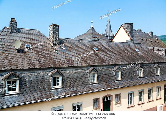 Historic slate roofs in Bernkastel, Germany