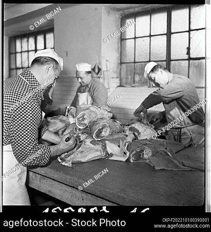 ***FEBRUARY 9, 1965 FILE PHOTO***Production at meat factory Kostelec near Jihlava (South Moravian Meet Industry), Czechoslovakia, February 9, 1965