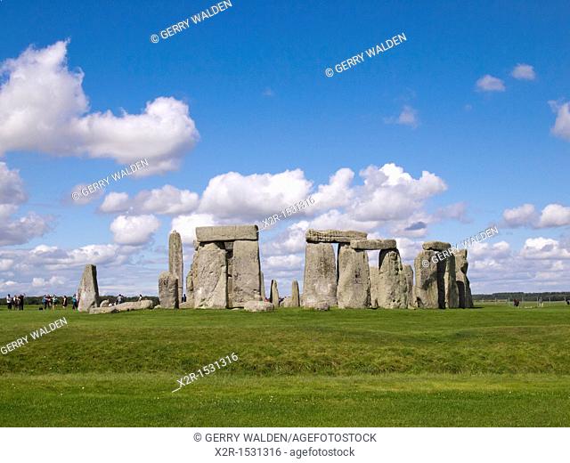 The 4, 500 year old ancient religious site of Stonehenge in the middle of Salisbury Plain in Wiltshire where Druids worship