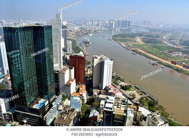 Aerial view of Ho Chi Minh City from the top of Bitexco Financial Tower, Vietnam