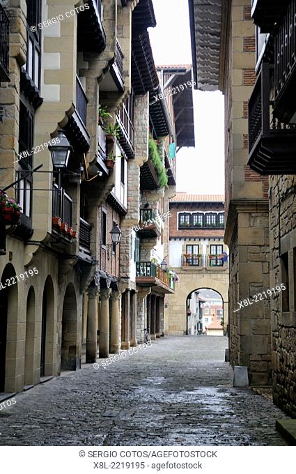 Street in the old part of Fuenterrabia, Basque Country, Guipuzcoa