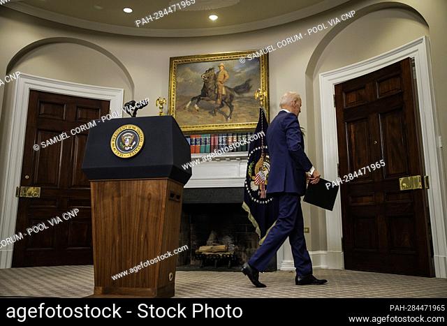 U.S. President Joe Biden speaks in the Roosevelt Room of the White House in Washington, D.C., U.S., on Thursday, April 28, 2022