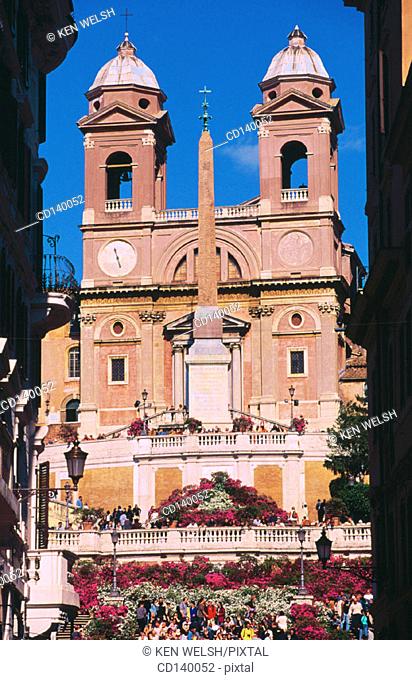 Piazza di Spagna and Church of Trinita dei Monti church. Rome. Italy