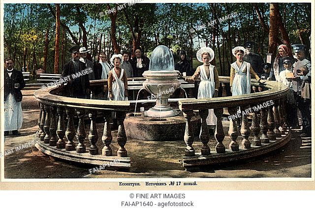 Yessentuki. Mineral water spring No 17 (new). Anonymous . Photochrom. 1900s. Private Collection. Architecture, Interior, Genre, History
