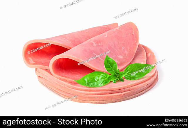 pork ham slices isolated on white background