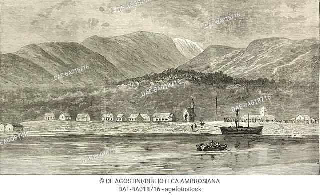 Punta Arenas, off which the explosion took place, loss of HMS Doterel, illustration from the magazine The Graphic, volume XXIII, n 598, May 14, 1881