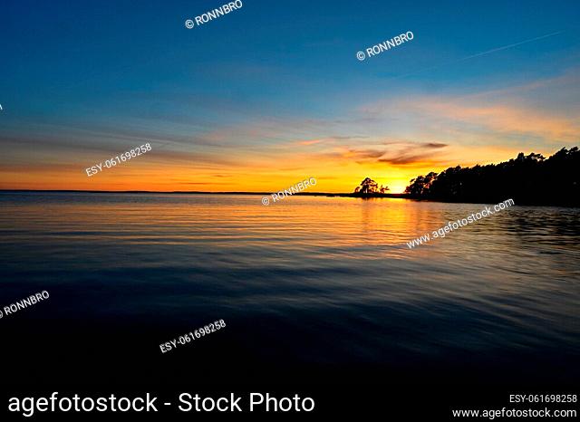 Beautiful sunset over lake Vattern near Motala Sweden march 26 2022