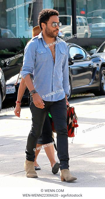 Lenny Kravitz and his ex-wife Lisa Bonet go for lunch together at Gracia Madre Restaurant in Beverly Hills Featuring: Lenny Kravitz