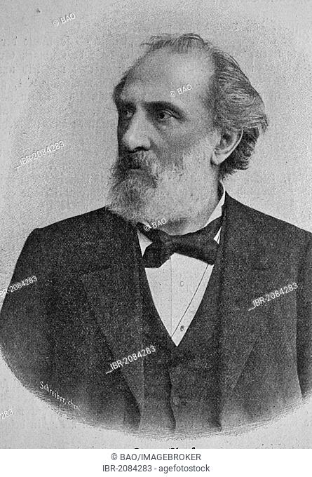 Franz Reuleaux, 1829-1905, German engineer, mechanical engineering, woodcut, 1888, historic engraving