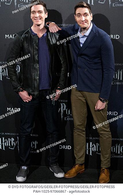 James Phelps and Oliver Phelps at the Photocall for the exhibition' Harry Potter: The Exhibiton' in pavilion 1 at the Ifema exhibition centre