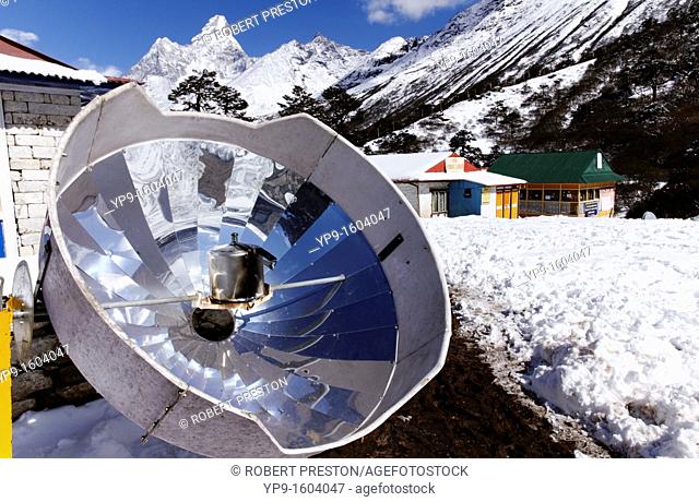 Solar powered cooker used at a teahouse at Tengboche, Everest Region, Nepal