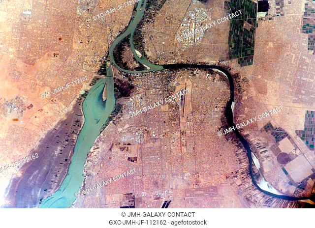 Khartoum, Sudan is featured in this image photographed by an Expedition 10 crewmember on the International Space Station (ISS)