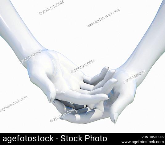 Woman Hand Holding Something Isolated on a White Background