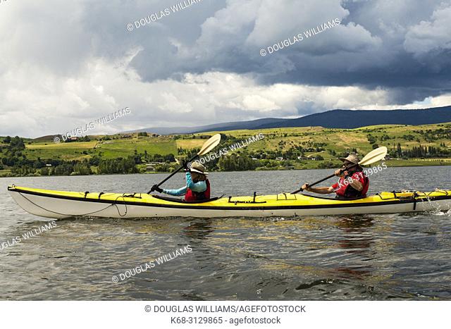 kayaking on Swan Lake, near Vernon, BC, Canada
