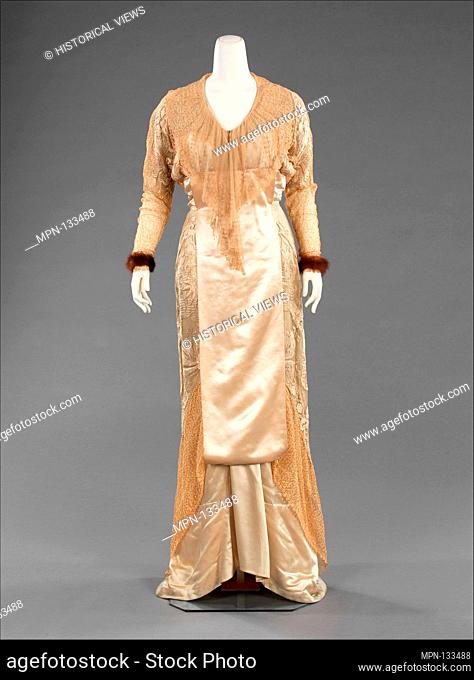Evening dress. Designer: Jacques Doucet (French, Paris 1853-1929 Paris); Date: ca. 1910; Culture: French; Medium: silk, fur, linen
