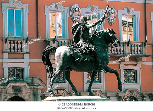 Equestrian statue of Ranuccio I Farnese (1569-1622), 1612 ca, bronze monument by Francesco Mochi, Piacenza, Emilia-Romagna, Italy, 17th century