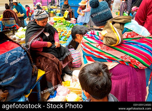 Sucre Bolivia October 19 daily shopping at the farmer market in Northern Sucre. The market is known for the big quantity of goods on sell