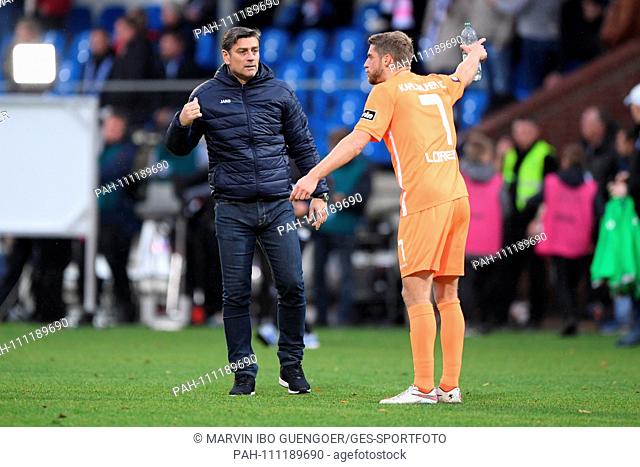 Oliver Kreuzer (KSC Sports Director, l.) And Marc Lorenz (KSC, r.) Discuss after the final whistle. GES / football / 3rd league: SV Meppen - Karlsruher SC, 10