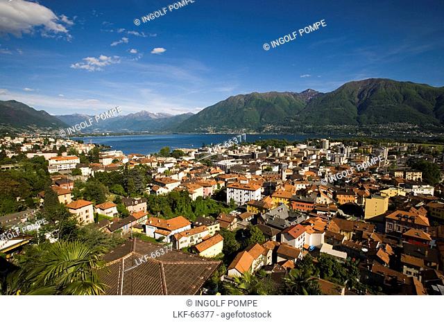 View over Locarno and Lake Maggiore, Ticino, Switzerland
