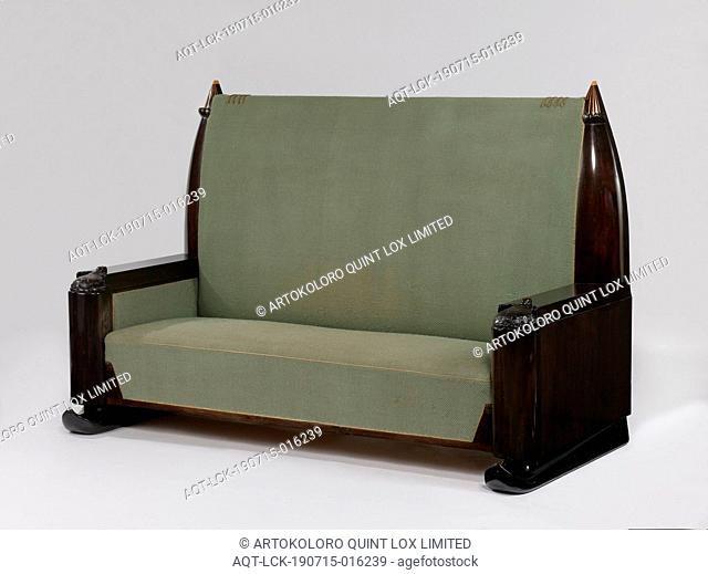 Suite of furniture Suite of furniture Suite of furniture Sofa on two sleigh feet, Sofa on two sleigh feet. The flat panels of the cheeks end in a semicircular...