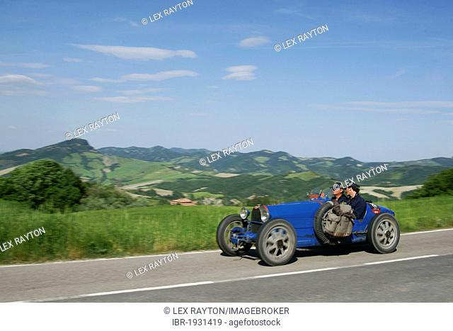 Bugatti, vintage car race Mille Miglia or 1000 Miglia, Loiano, Pianoro, Bologna, Italy, Europe