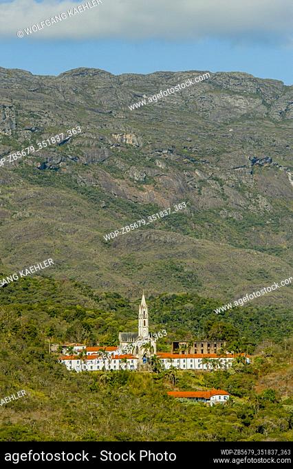 View of the Santuario de Nossa Senhora Mae dos Homens, a seminary and school converted into a pousada (hotel) in Caraca, Minas Gerais in Brazil
