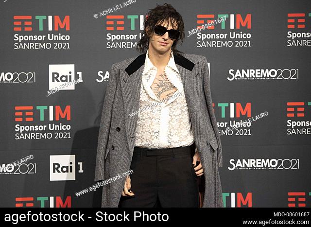 Achille Lauro in the Press Room of the 71 Sanremo Music Festival. Sanremo (Italy), March 6th, 2021