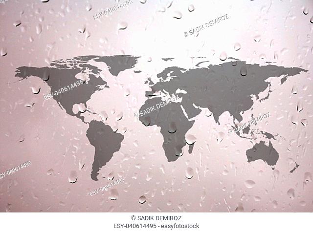 an image of worldmap and water drops