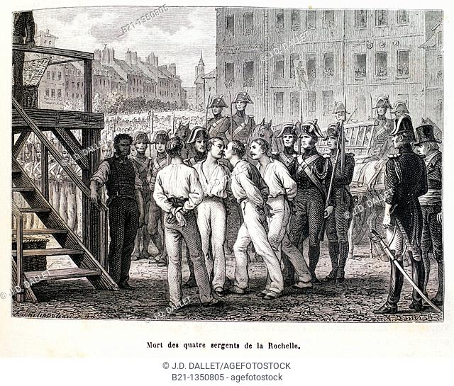 France, History, 19th Century - Mort des quatre sergents de La Rochelle