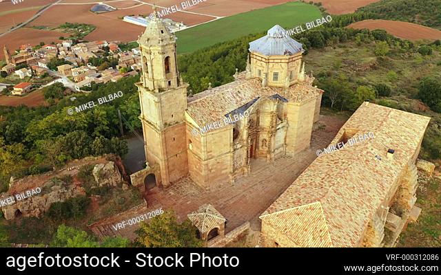 San Gregorio monastery. Navarre, Spain, Europe. Aerial view. 4K