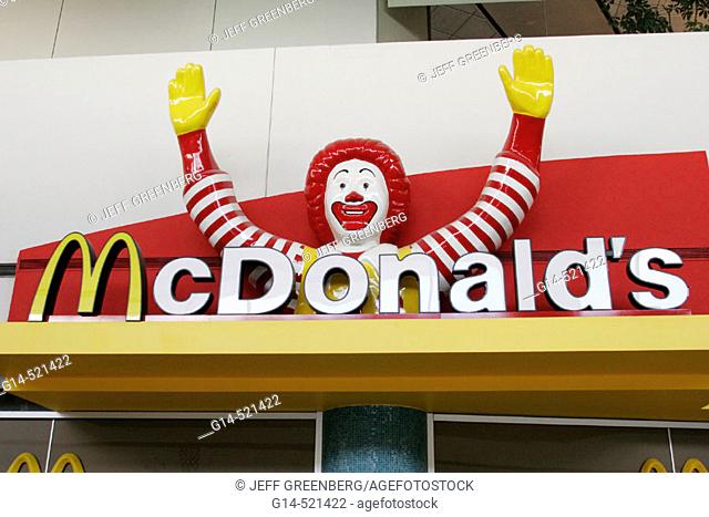 McDonald's Restaurant, Ronald, entrance sign, fast food. Newark airport. New Jersey, USA