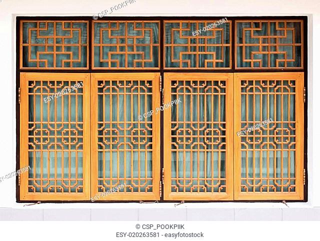 Wooden Chinese style window wall