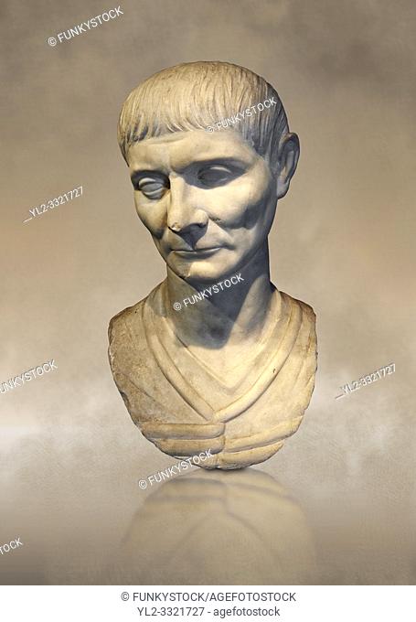 Roman portrait bust of a young man from 110 AD. In this portrait, the hairstyle and facial features are typical of the Trajan era of portraiture