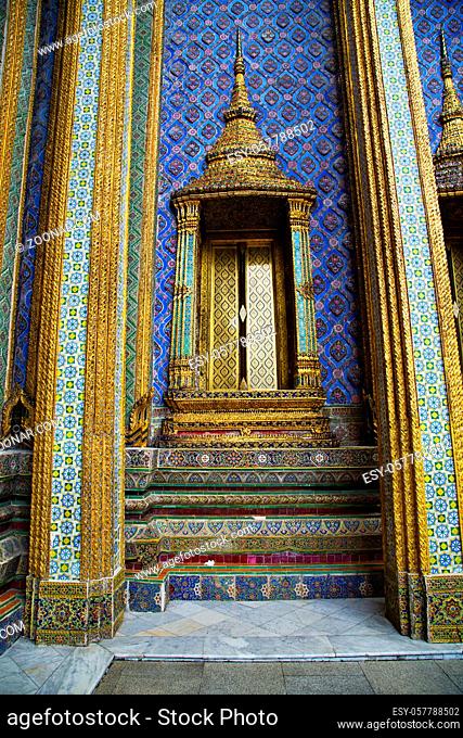 thailand asia  in bangkok rain temple abstract cross colors roof wat palaces   sky   and colors religion   mosaic
