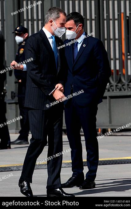 Madrid, Spain, 23/02/2022.- Felipe VI King of Spain attends the Congress of Deputies to commemorate the failed coup of February 23, 1981