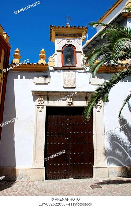 Entrance door into part of the Counts of Cabra Palace (Palacio de los Condes de Cabra), Cabra, Cordoba Province, Andalusia, Spain, Western Europe